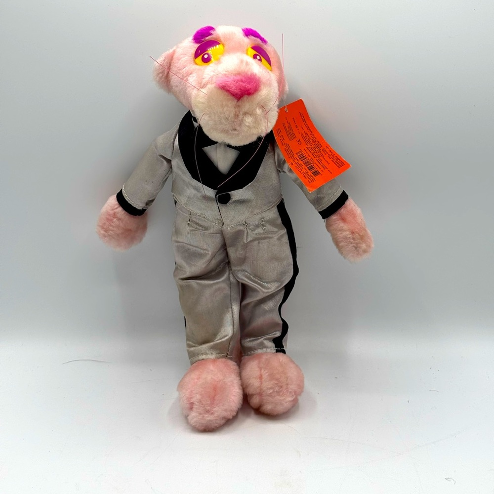 Y2K Vintage 1999 KellyToy 10" tuxedo Pink Panther plush silver tux